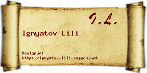 Ignyatov Lili névjegykártya